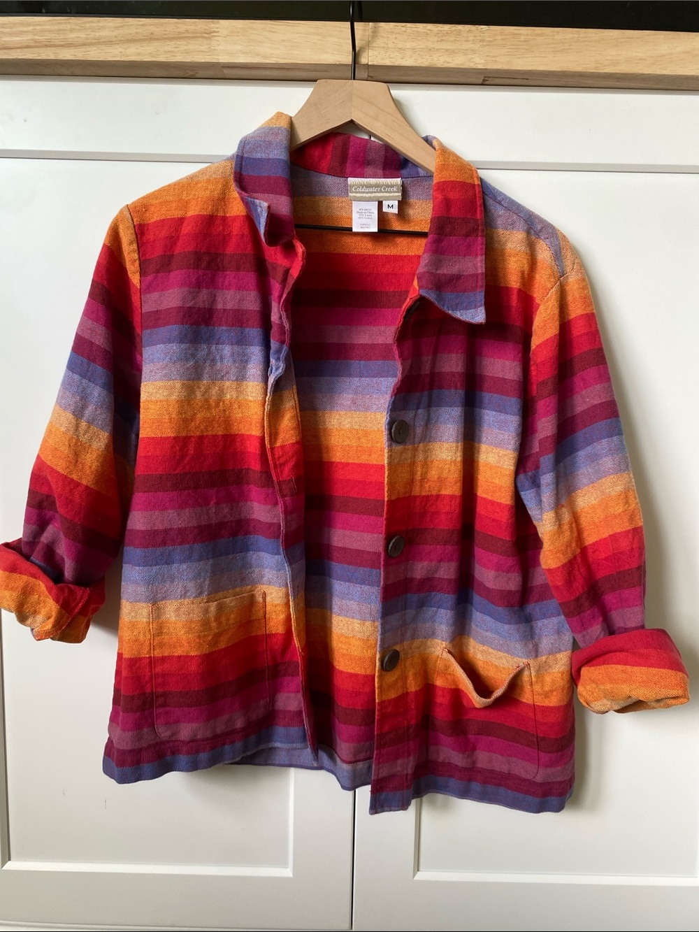 Coldwater Creek Multicolor Stripe Sweater - Red, Orange, Pink, Blue
